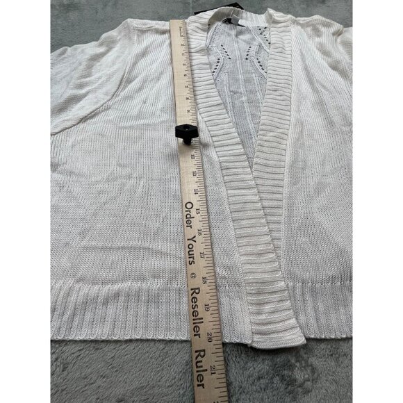 Kim Rogers Shrug Women 2X White Open Knit Short Sleeve Sweater NWT USA Made - Picture 7 of 8